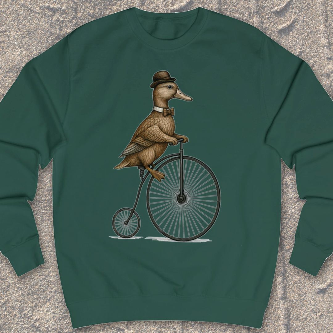 Eend op antieke fiets Sweater