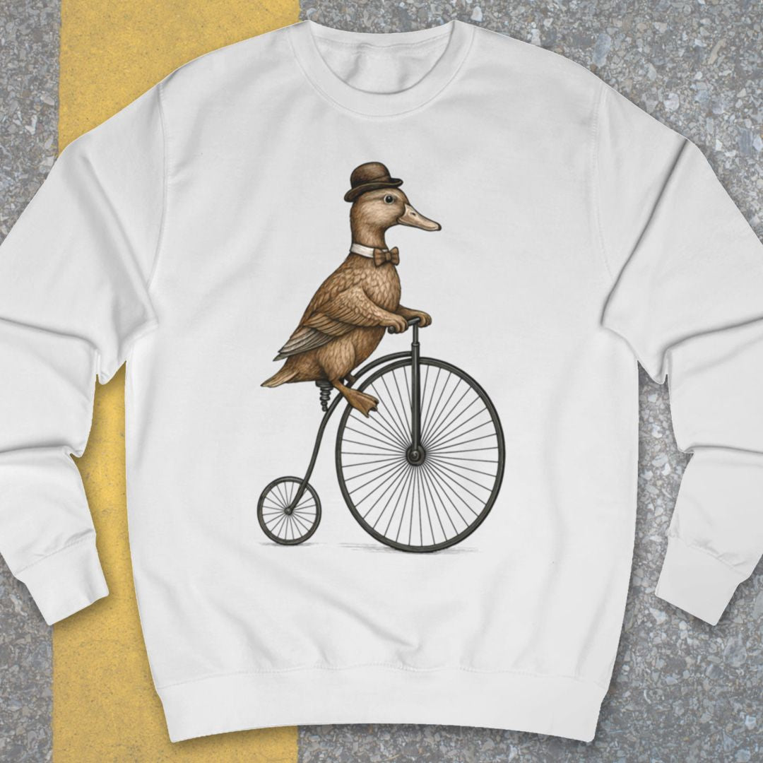 Eend op antieke fiets Sweater