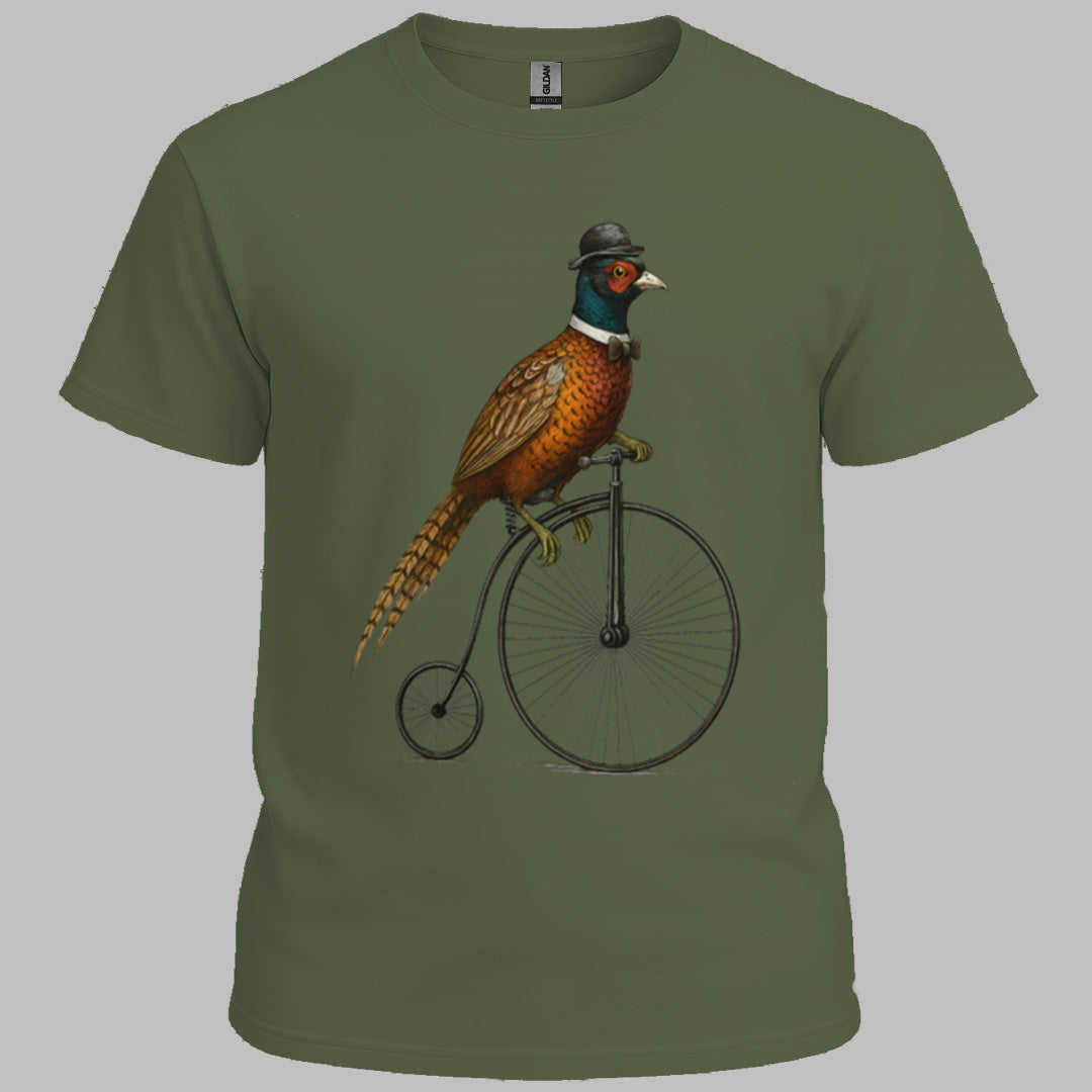 Fazant op antieke fiets T‑Shirt