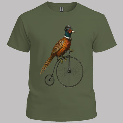 Fazant op antieke fiets T‑Shirt