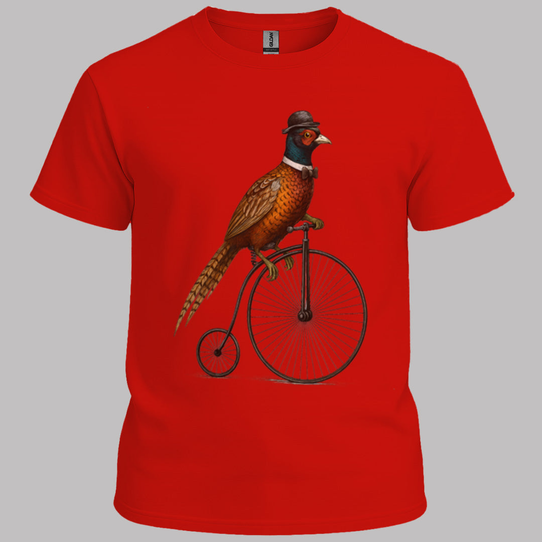 Fazant op antieke fiets T‑Shirt