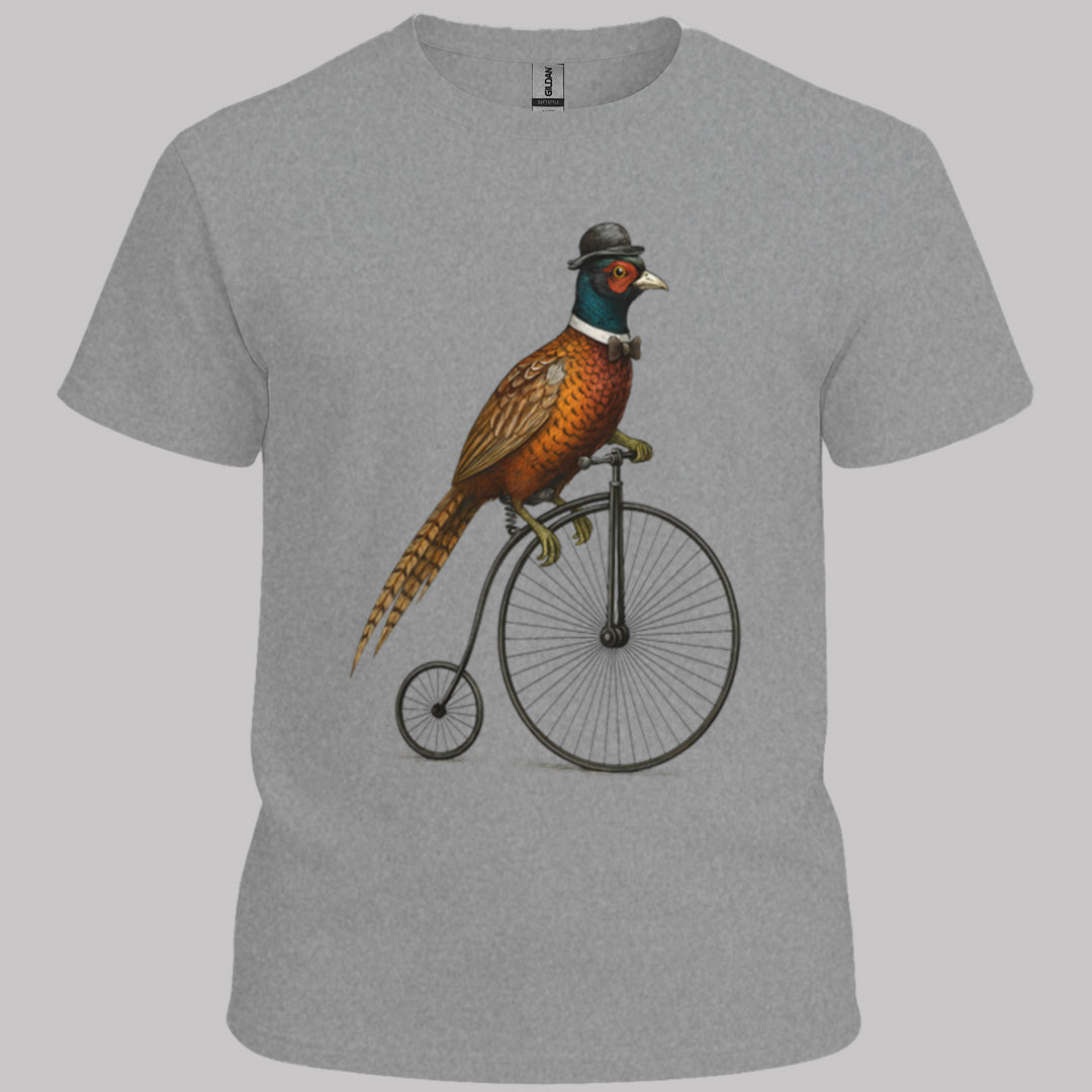Fazant op antieke fiets T‑Shirt