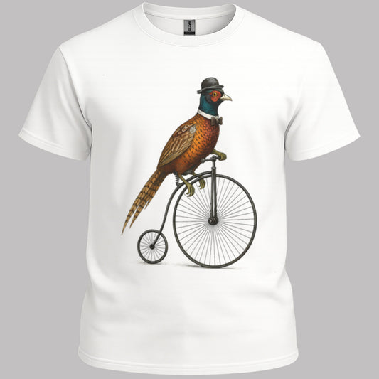 Fazant op antieke fiets T‑Shirt