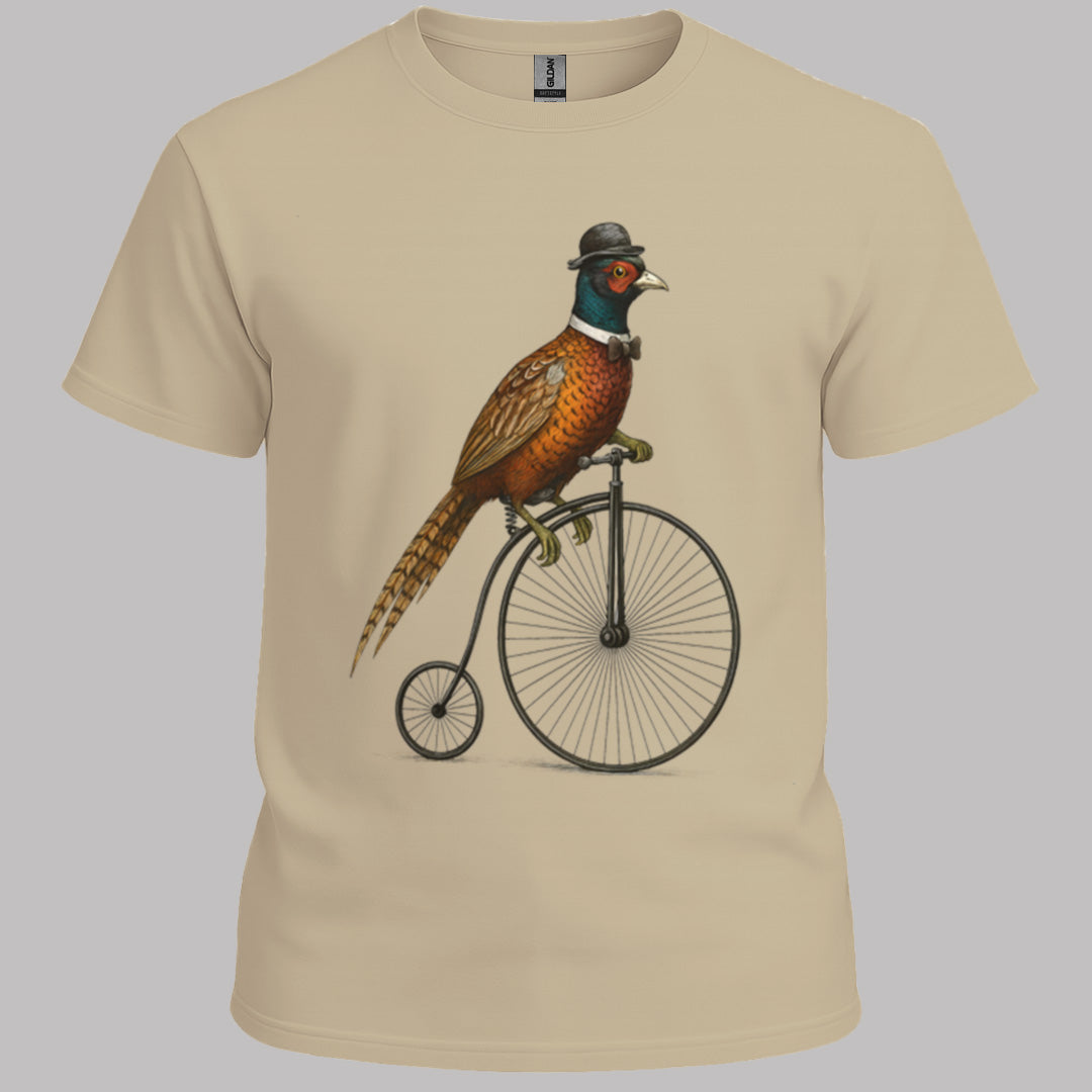 Fazant op antieke fiets T‑Shirt