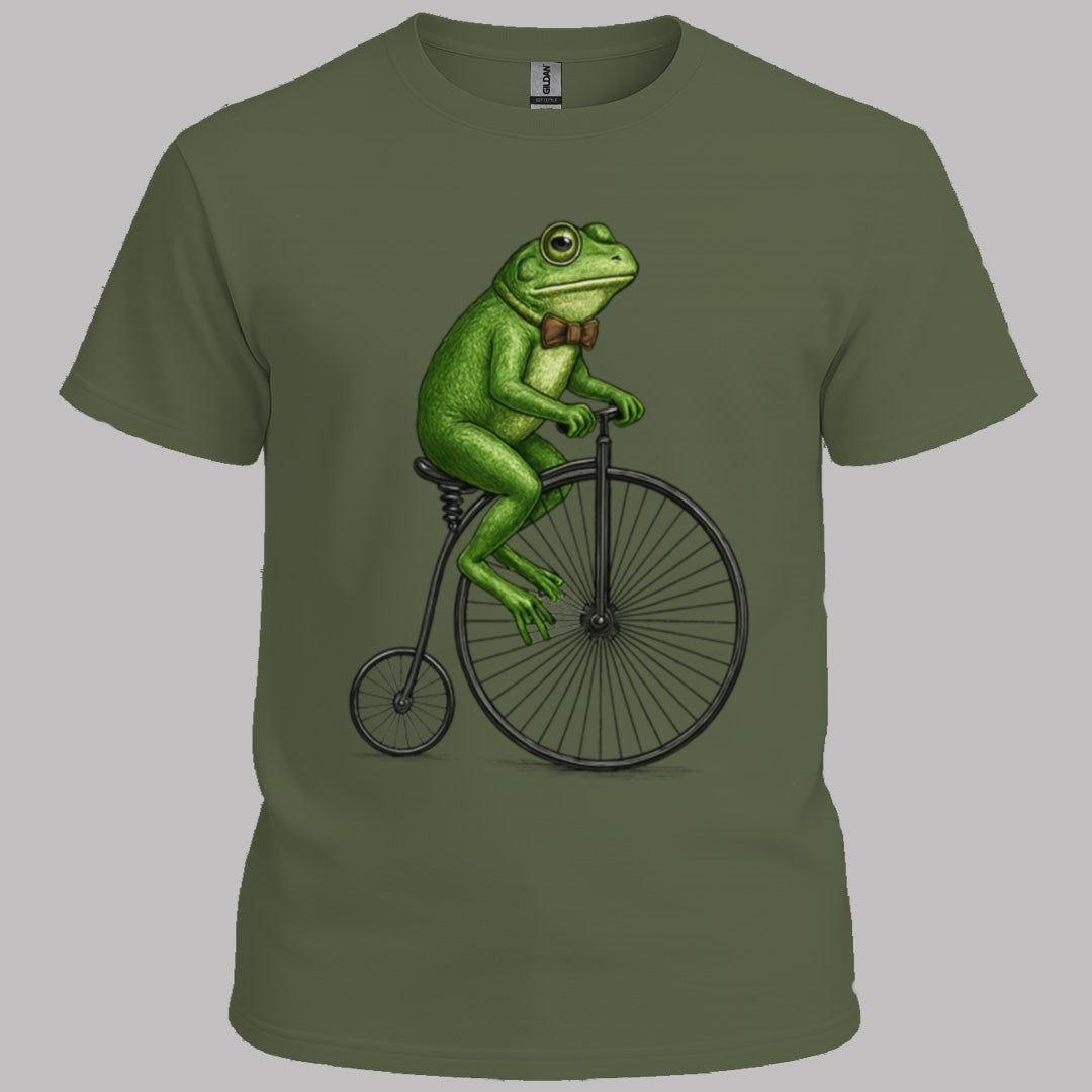 Kikker op antieke fiets T‑Shirt