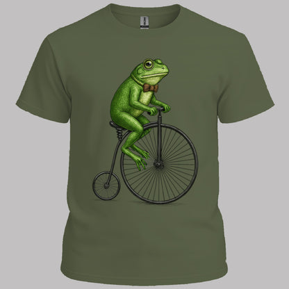 Kikker op antieke fiets T‑Shirt