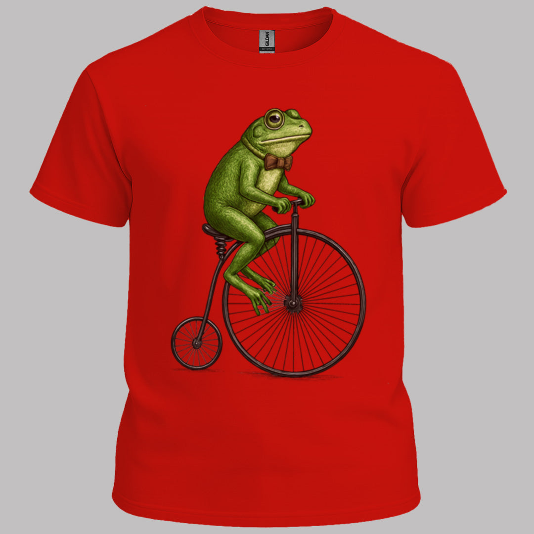 Kikker op antieke fiets T‑Shirt