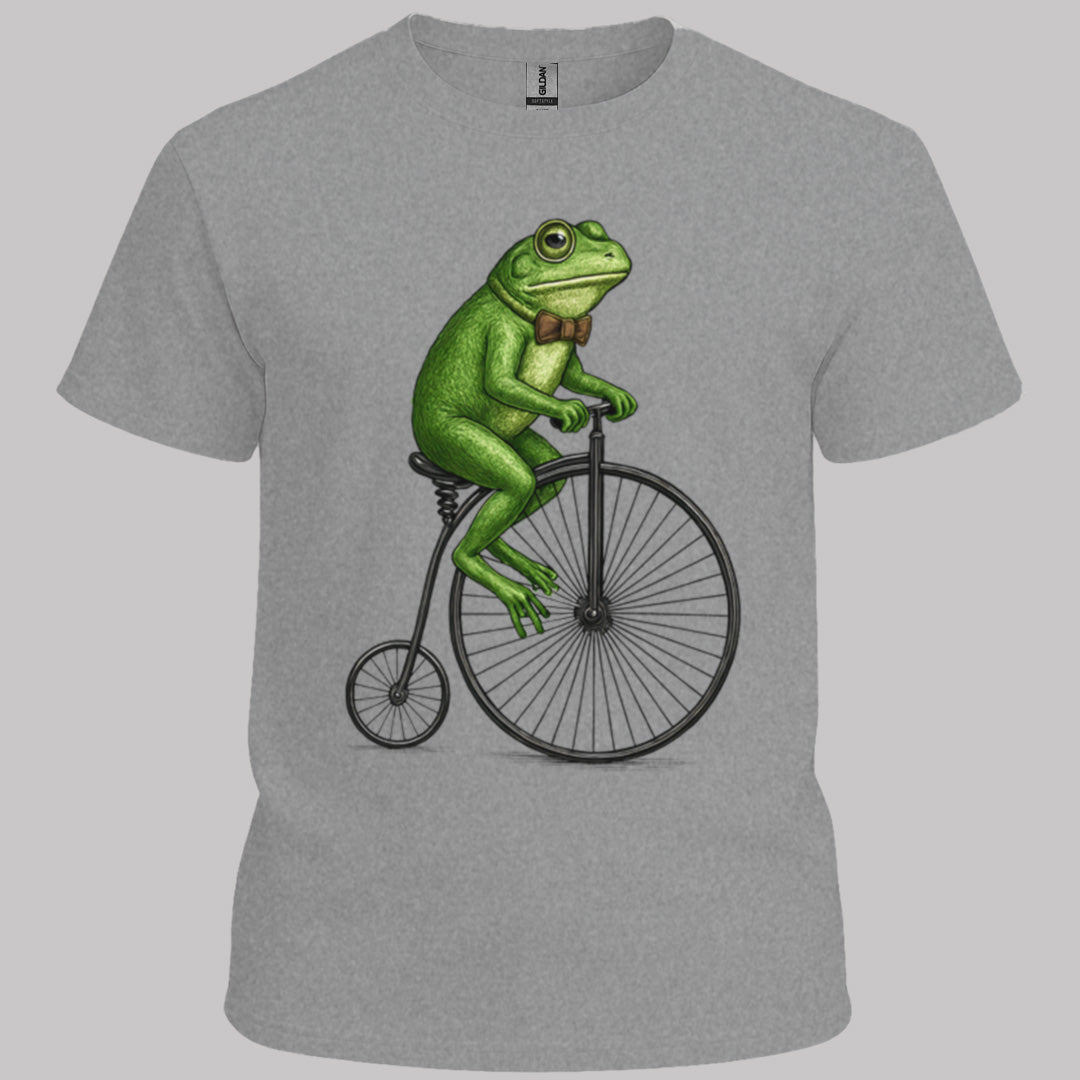 Kikker op antieke fiets T‑Shirt
