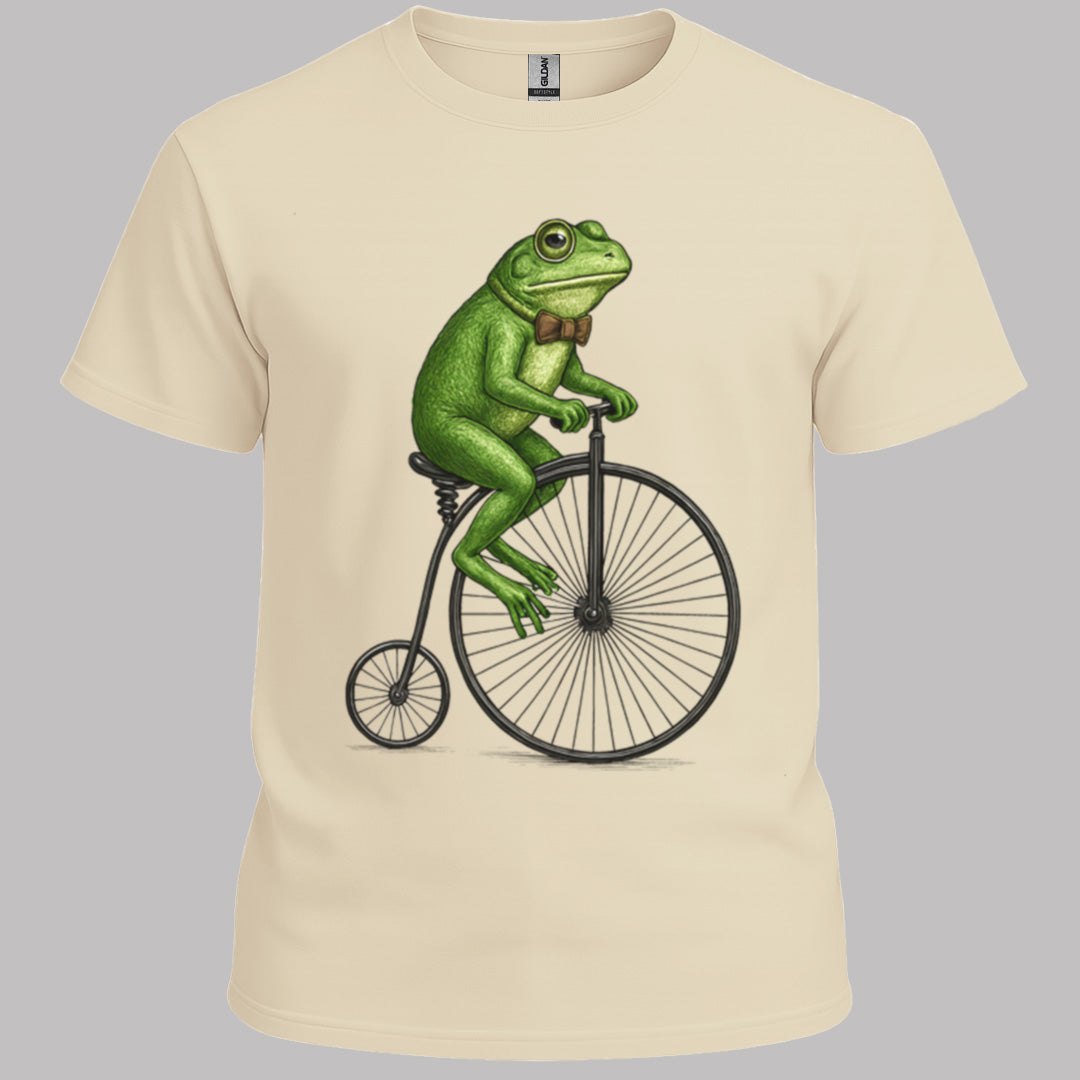 Kikker op antieke fiets T‑Shirt
