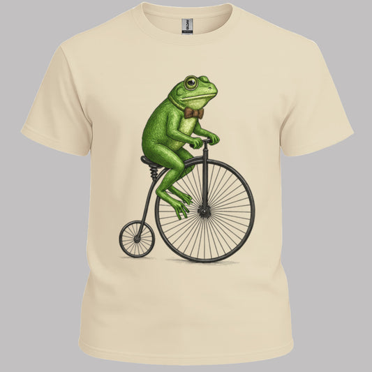 Kikker op antieke fiets T‑Shirt