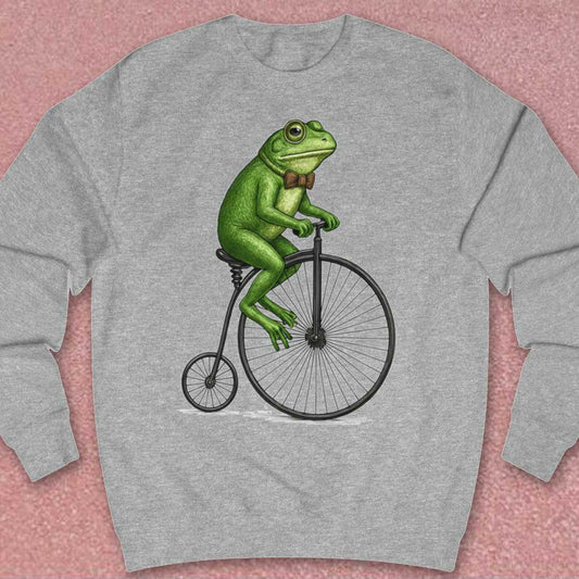 Kikker op antieke fiets Sweater