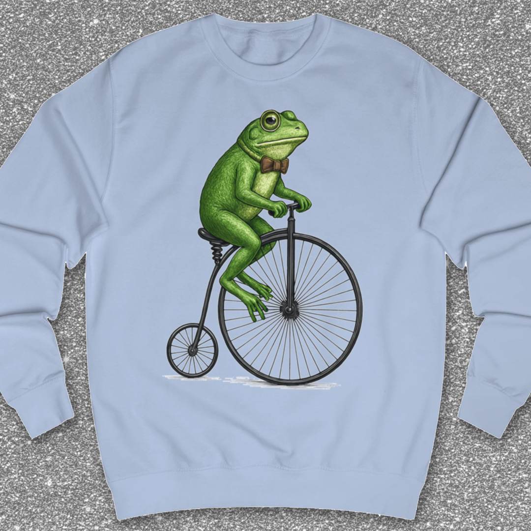 Kikker op antieke fiets Sweater