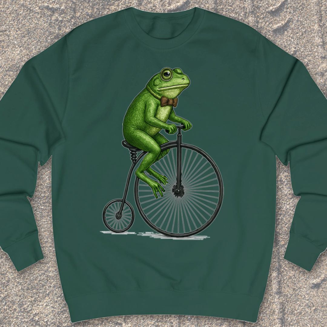 Kikker op antieke fiets Sweater