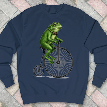 Kikker op antieke fiets Sweater