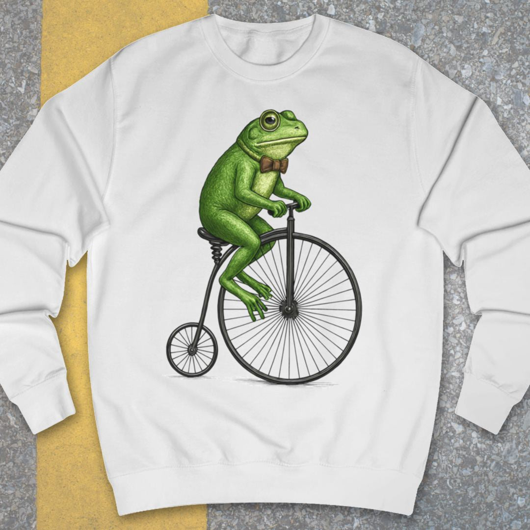 Kikker op antieke fiets Sweater