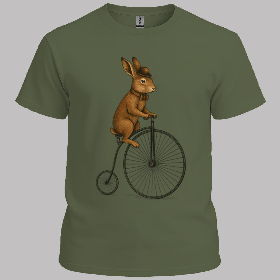 Konijn op antieke fiets T‑Shirt