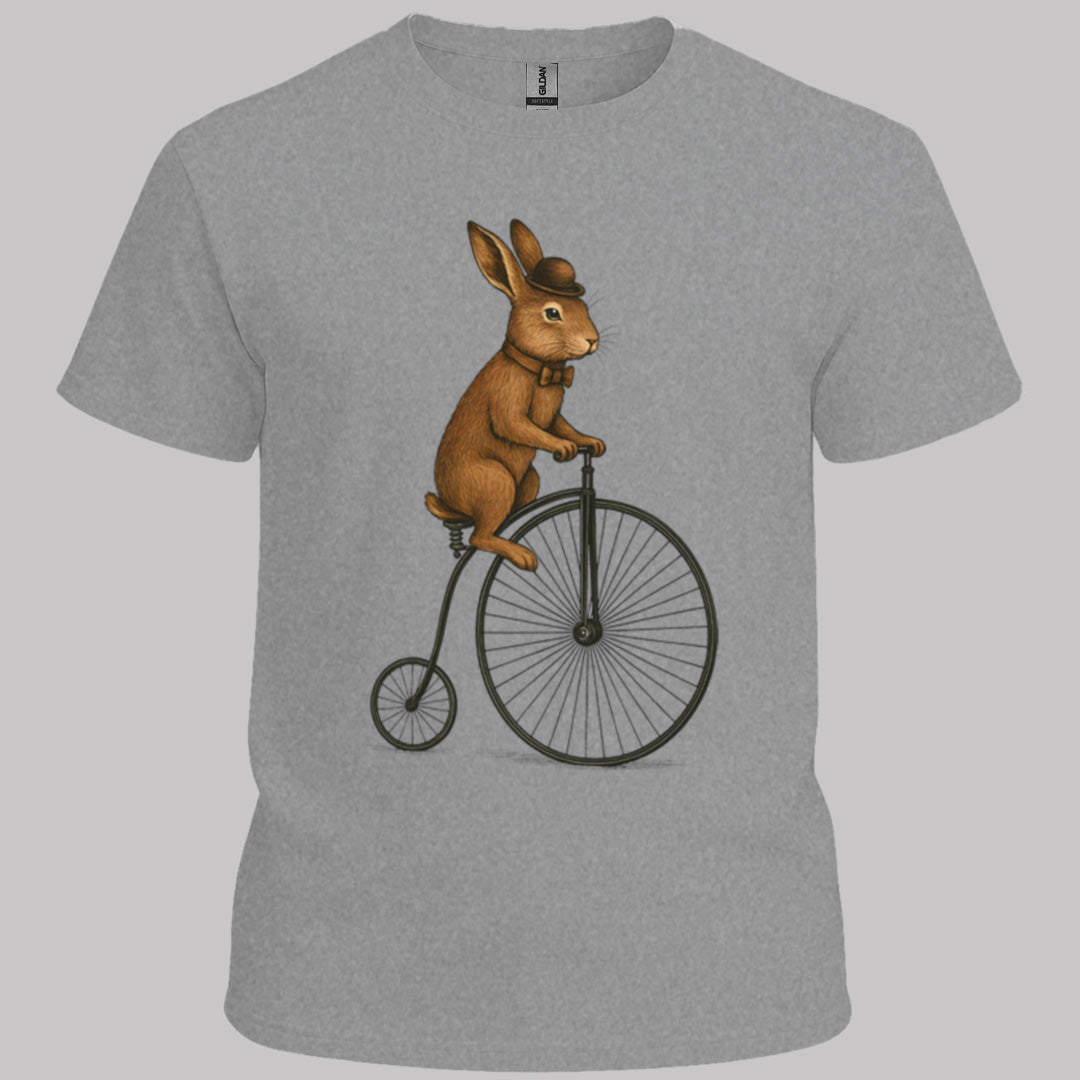 Konijn op antieke fiets T‑Shirt