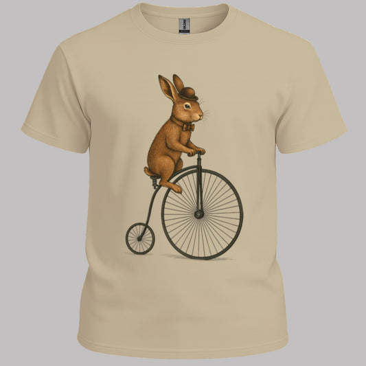 Konijn op antieke fiets T‑Shirt
