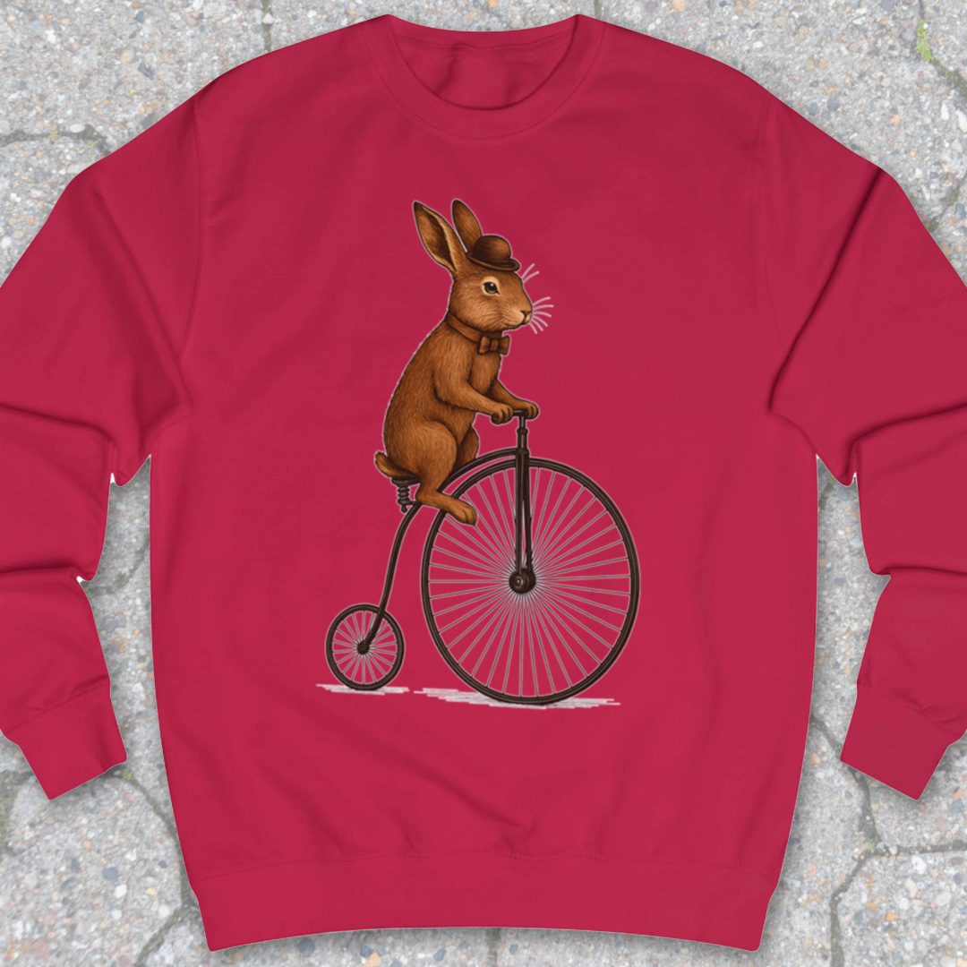 Konijn op antieke fiets Sweater