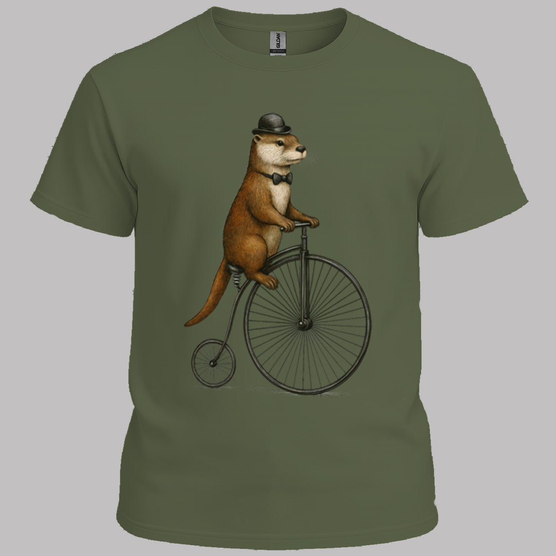 Otter op antieke fiets T‑Shirt