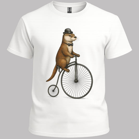 Otter op antieke fiets T‑Shirt