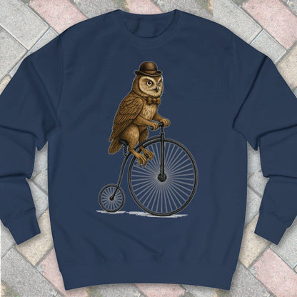 Uil op antieke fiets Sweater