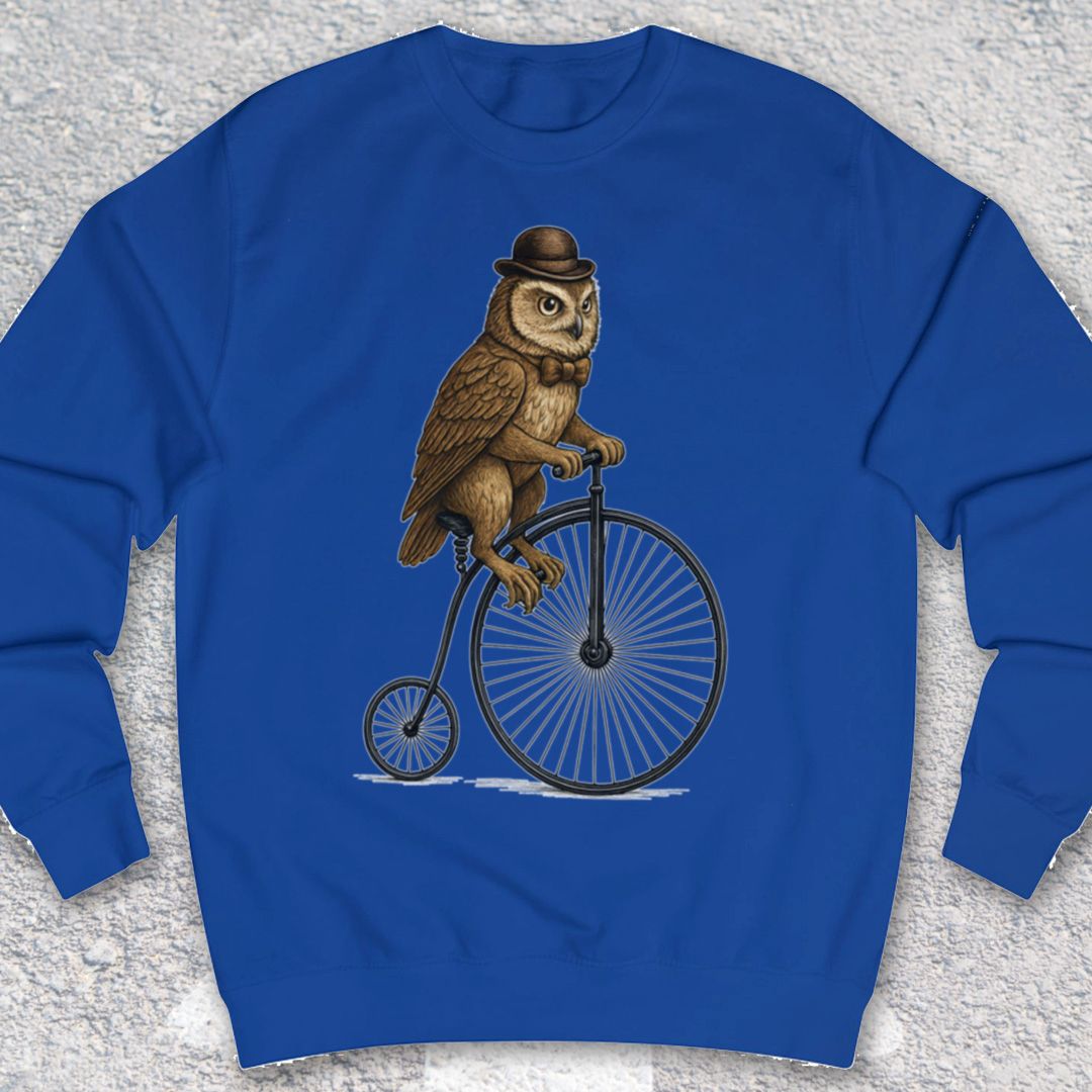 Uil op antieke fiets Sweater