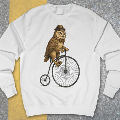 Uil op antieke fiets Sweater