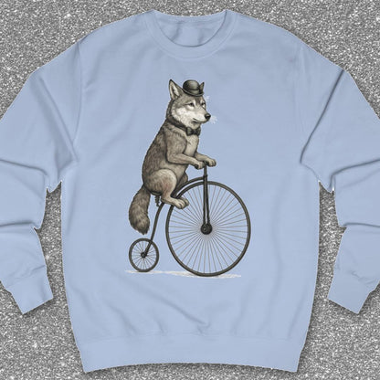 Wolf op antieke fiets Sweater