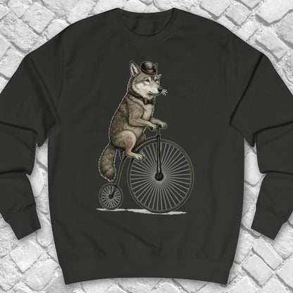 Wolf op antieke fiets Sweater