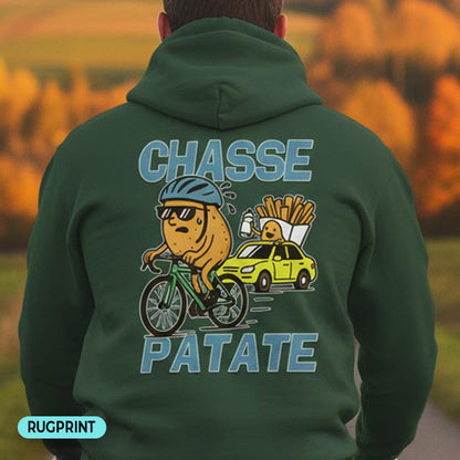 Chasse Patate bezemwagen (blauw) rugprint Hoodie