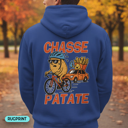 Chasse Patate met bezemwagen (rood) rugprint Hoodie