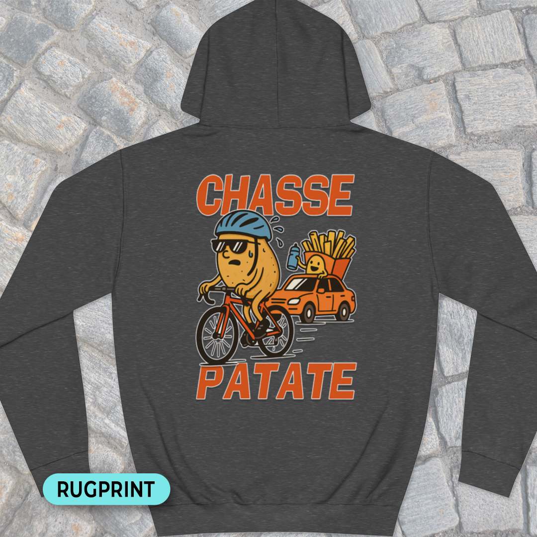 Chasse Patate met bezemwagen (rood) rugprint Hoodie