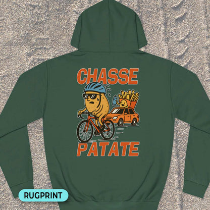 Chasse Patate met bezemwagen (rood) rugprint Hoodie