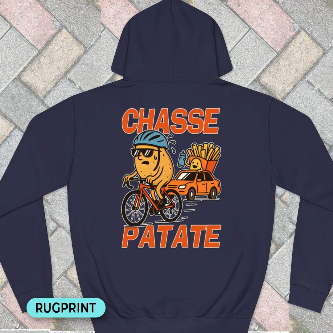 Chasse Patate met bezemwagen (rood) rugprint Hoodie