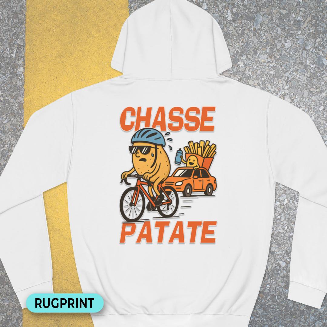 Chasse Patate met bezemwagen (rood) rugprint Hoodie