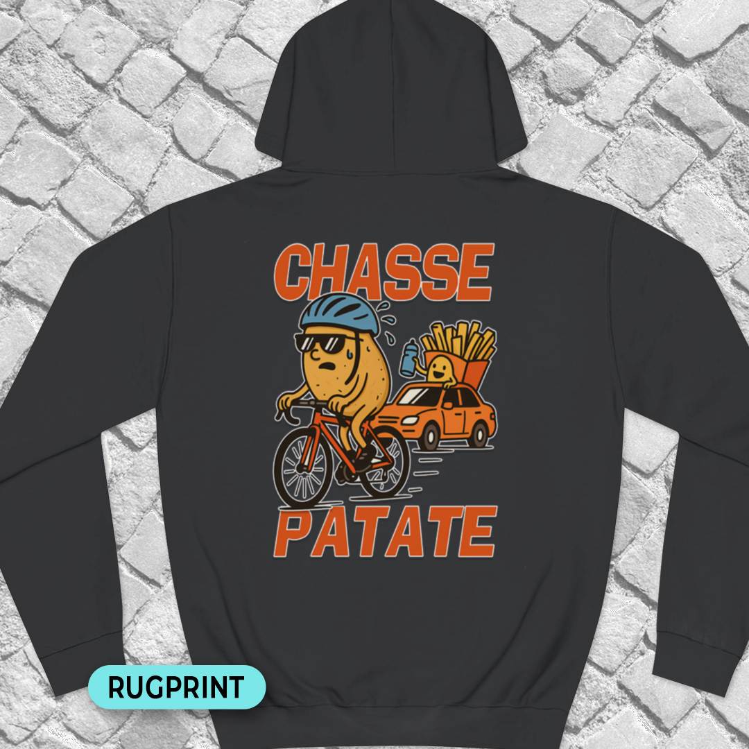 Chasse Patate met bezemwagen (rood) rugprint Hoodie
