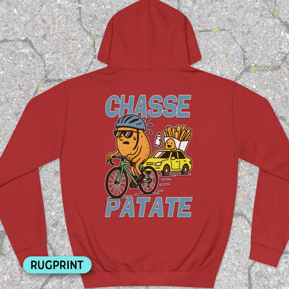 Chasse Patate met bezemwagen (rood) rugprint Hoodie