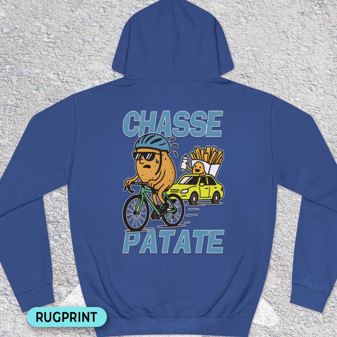 Chasse Patate bezemwagen (blauw) rugprint Hoodie