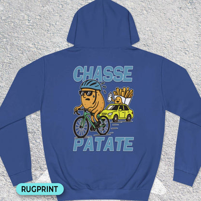Chasse Patate bezemwagen (blauw) rugprint Hoodie