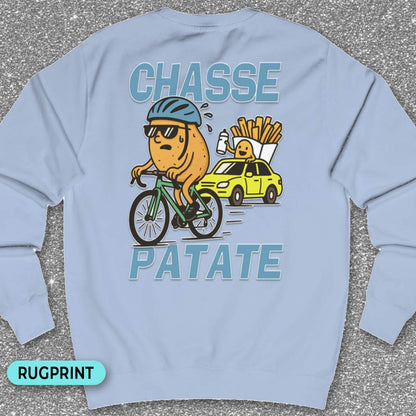 Chasse Patate met bezemwagen (blauw) rugprint Sweater