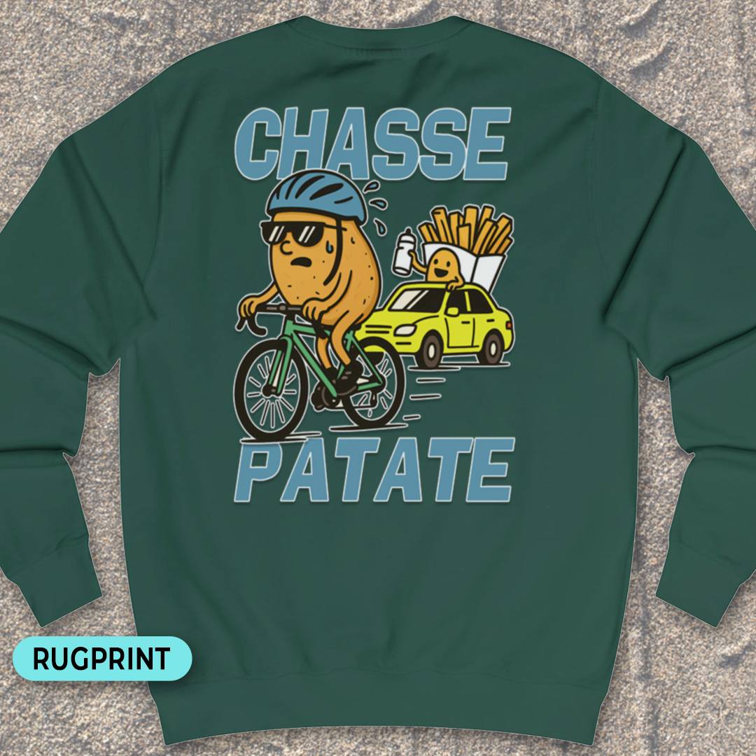 Chasse Patate met bezemwagen (blauw) rugprint Sweater