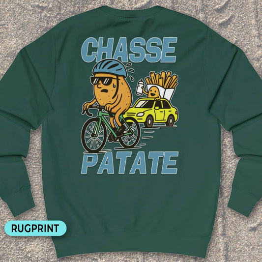 Chasse Patate met bezemwagen (blauw) rugprint Sweater