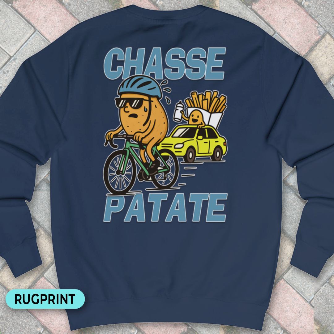 Chasse Patate met bezemwagen (blauw) rugprint Sweater