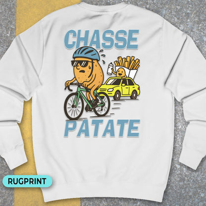 Chasse Patate met bezemwagen (blauw) rugprint Sweater