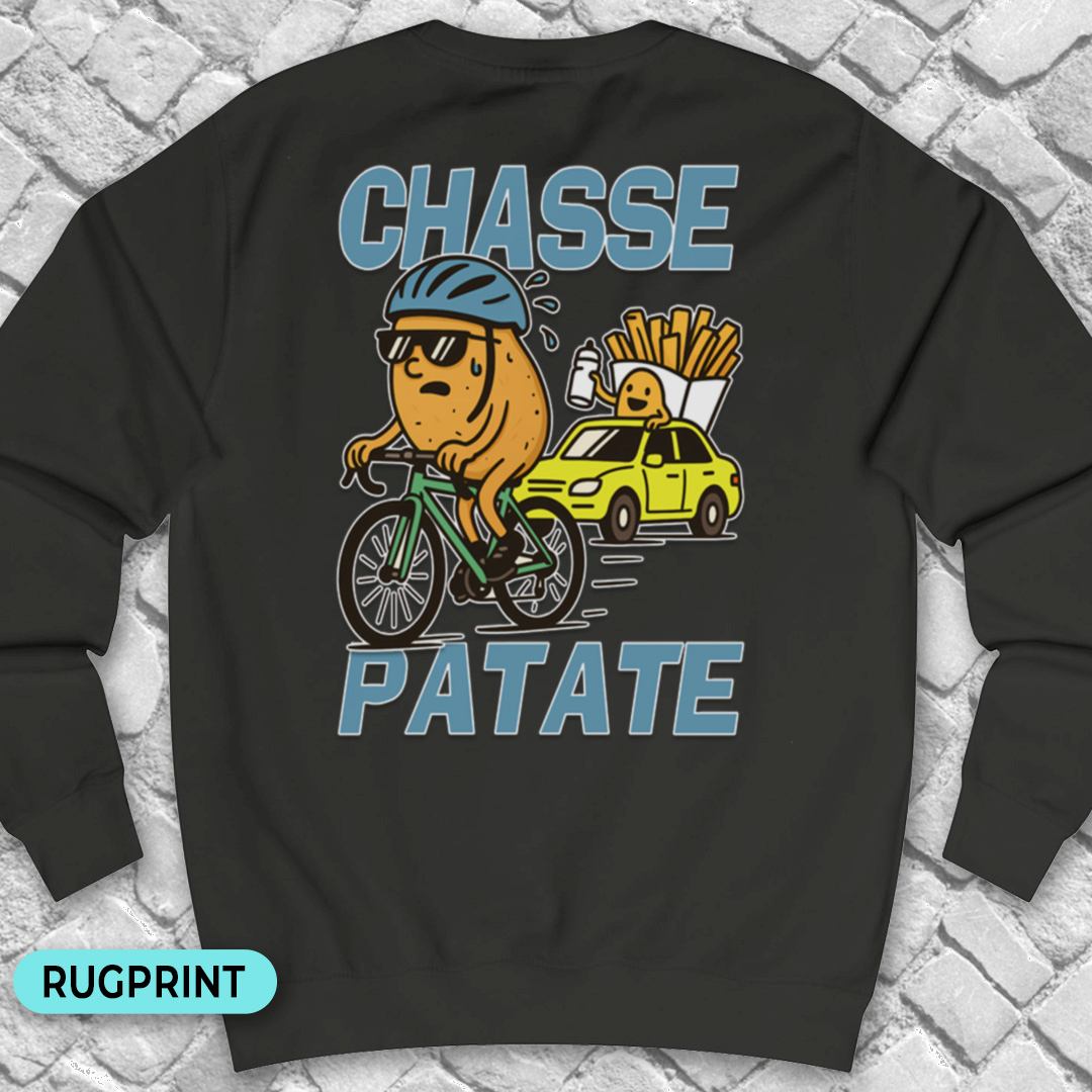 Chasse Patate met bezemwagen (blauw) rugprint Sweater