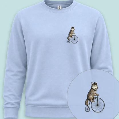 Wolf op antieke fiets Sweater