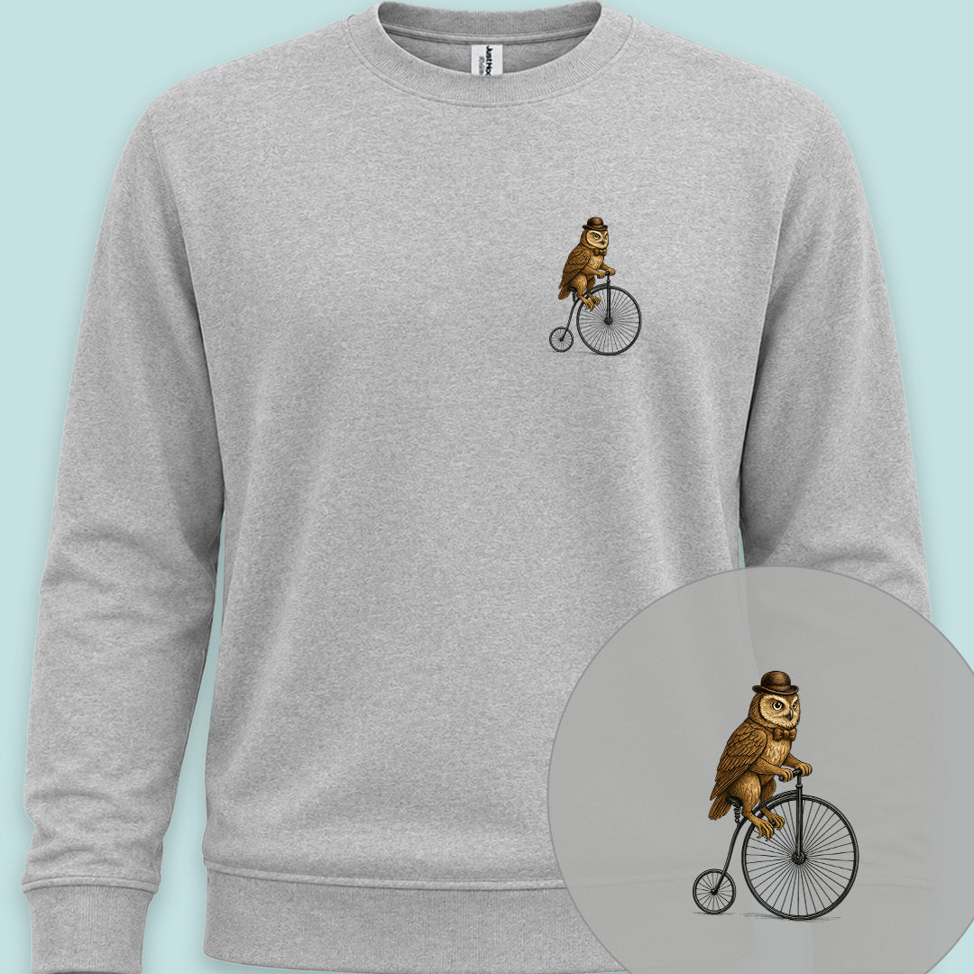 Uil op antieke fiets Sweater