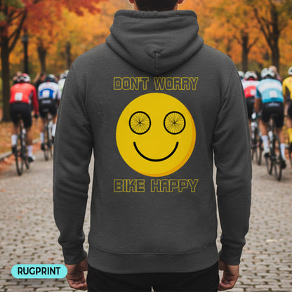Don't Worry Bike Happy rugprint Hoodie