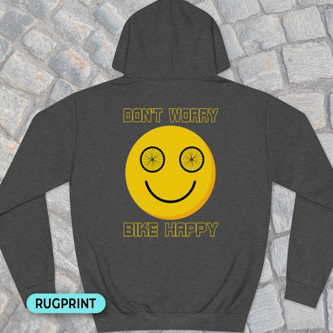 Don't Worry Bike Happy rugprint Hoodie